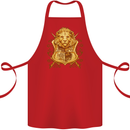 A Heraldic Lion Shield Coat of Arms Cotton Apron 100% Organic Red