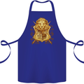 A Heraldic Lion Shield Coat of Arms Cotton Apron 100% Organic Royal Blue