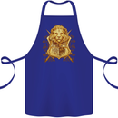 A Heraldic Lion Shield Coat of Arms Cotton Apron 100% Organic Royal Blue