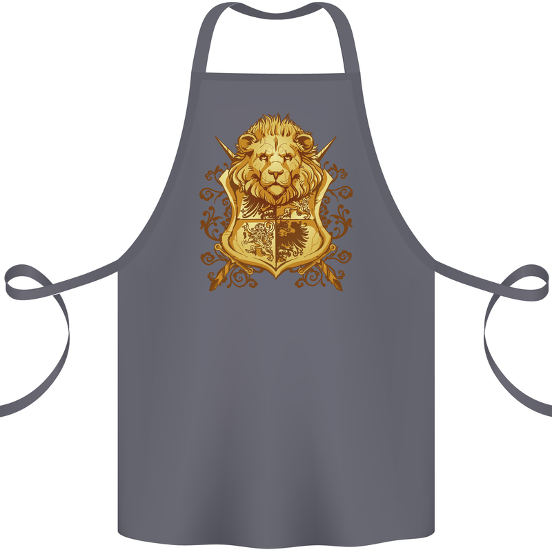A Heraldic Lion Shield Coat of Arms Cotton Apron 100% Organic Steel