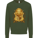 A Heraldic Lion Shield Coat of Arms Kids Sweatshirt Jumper Forest Green