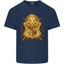 A Heraldic Lion Shield Coat of Arms Kids T-Shirt Childrens Navy Blue