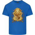 A Heraldic Lion Shield Coat of Arms Kids T-Shirt Childrens Royal Blue