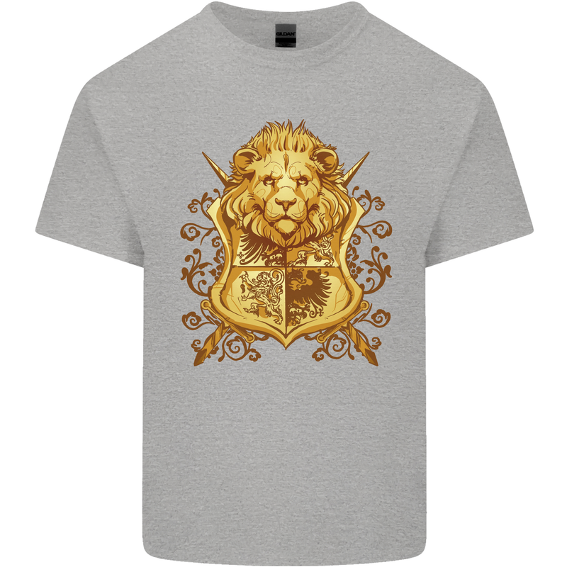 A Heraldic Lion Shield Coat of Arms Kids T-Shirt Childrens Sports Grey