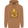 A Heraldic Lion Shield Coat of Arms Mens 80% Cotton Hoodie Caramel Latte