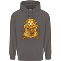 A Heraldic Lion Shield Coat of Arms Mens 80% Cotton Hoodie Charcoal
