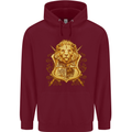 A Heraldic Lion Shield Coat of Arms Mens 80% Cotton Hoodie Maroon