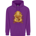 A Heraldic Lion Shield Coat of Arms Mens 80% Cotton Hoodie Purple