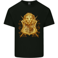 A Heraldic Lion Shield Coat of Arms Mens Cotton T-Shirt Tee Top Black