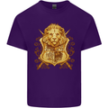 A Heraldic Lion Shield Coat of Arms Mens Cotton T-Shirt Tee Top Purple