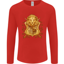 A Heraldic Lion Shield Coat of Arms Mens Long Sleeve T-Shirt Red