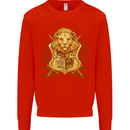 A Heraldic Lion Shield Coat of Arms Mens Sweatshirt Jumper Bright Red