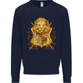 A Heraldic Lion Shield Coat of Arms Mens Sweatshirt Jumper Navy Blue