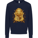A Heraldic Lion Shield Coat of Arms Mens Sweatshirt Jumper Navy Blue