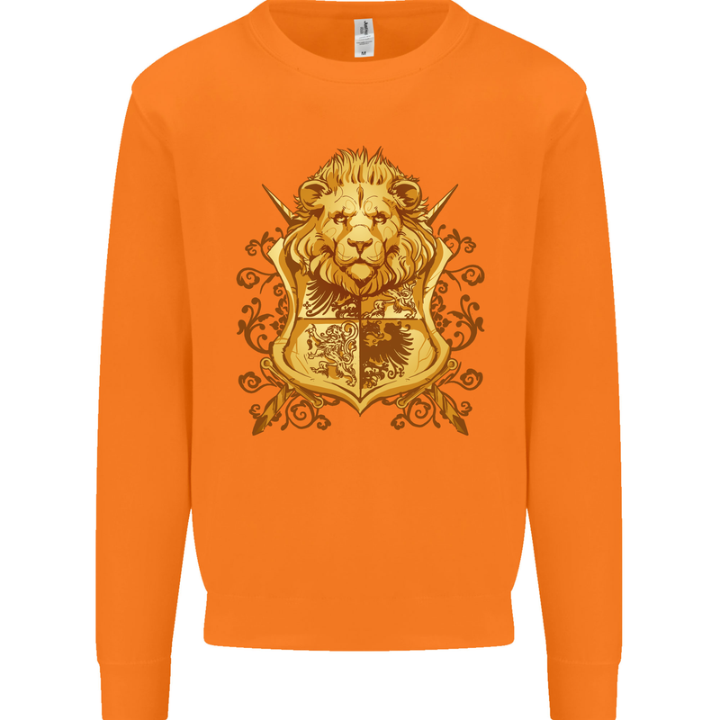 A Heraldic Lion Shield Coat of Arms Mens Sweatshirt Jumper Orange
