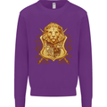 A Heraldic Lion Shield Coat of Arms Mens Sweatshirt Jumper Purple