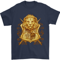 A Heraldic Lion Shield Coat of Arms Mens T-Shirt 100% Cotton Navy Blue