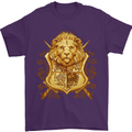 A Heraldic Lion Shield Coat of Arms Mens T-Shirt 100% Cotton Purple