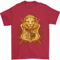 A Heraldic Lion Shield Coat of Arms Mens T-Shirt 100% Cotton Red