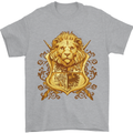 A Heraldic Lion Shield Coat of Arms Mens T-Shirt 100% Cotton Sports Grey