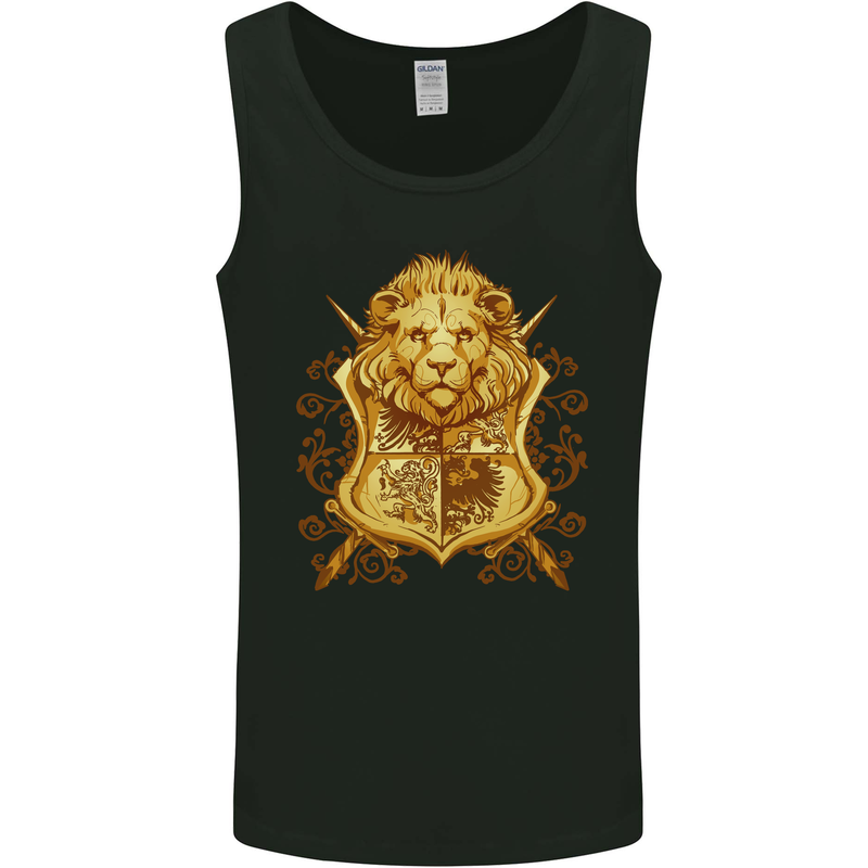 A Heraldic Lion Shield Coat of Arms Mens Vest Tank Top Black