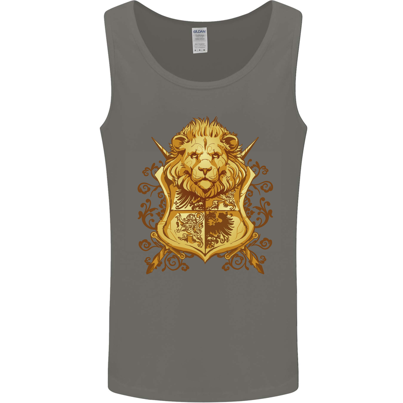 A Heraldic Lion Shield Coat of Arms Mens Vest Tank Top Charcoal