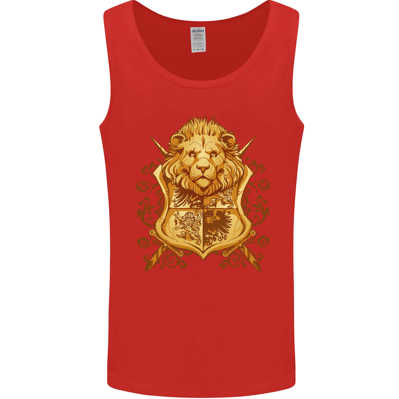 A Heraldic Lion Shield Coat of Arms Mens Vest Tank Top Red