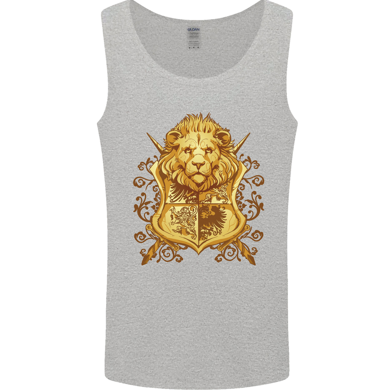 A Heraldic Lion Shield Coat of Arms Mens Vest Tank Top Sports Grey