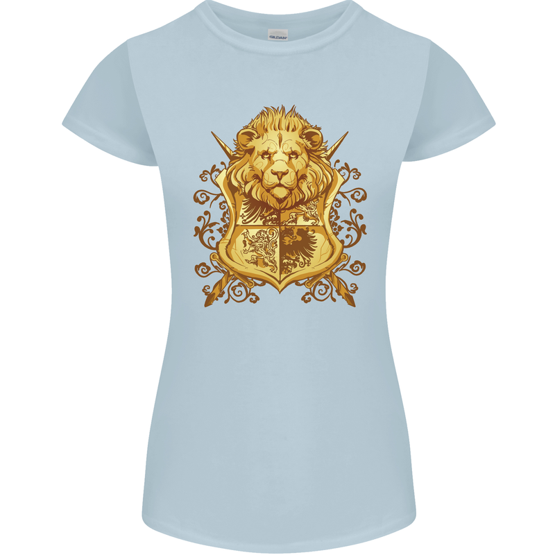 A Heraldic Lion Shield Coat of Arms Womens Petite Cut T-Shirt Light Blue