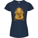 A Heraldic Lion Shield Coat of Arms Womens Petite Cut T-Shirt Navy Blue