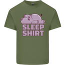 A Hippo Sleeping Shirt Hippomotamus Mens Cotton T-Shirt Tee Top Military Green