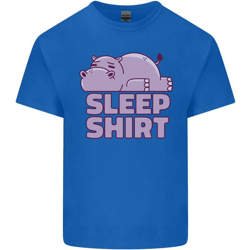 A Hippo Sleeping Shirt Hippomotamus Mens Cotton T-Shirt Tee Top Royal Blue