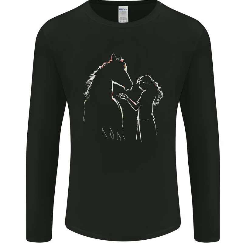 A Horse and Girl Equestrian Riding Mens Long Sleeve T-Shirt Black