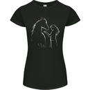 A Horse and Girl Equestrian Riding Womens Petite Cut T-Shirt Black