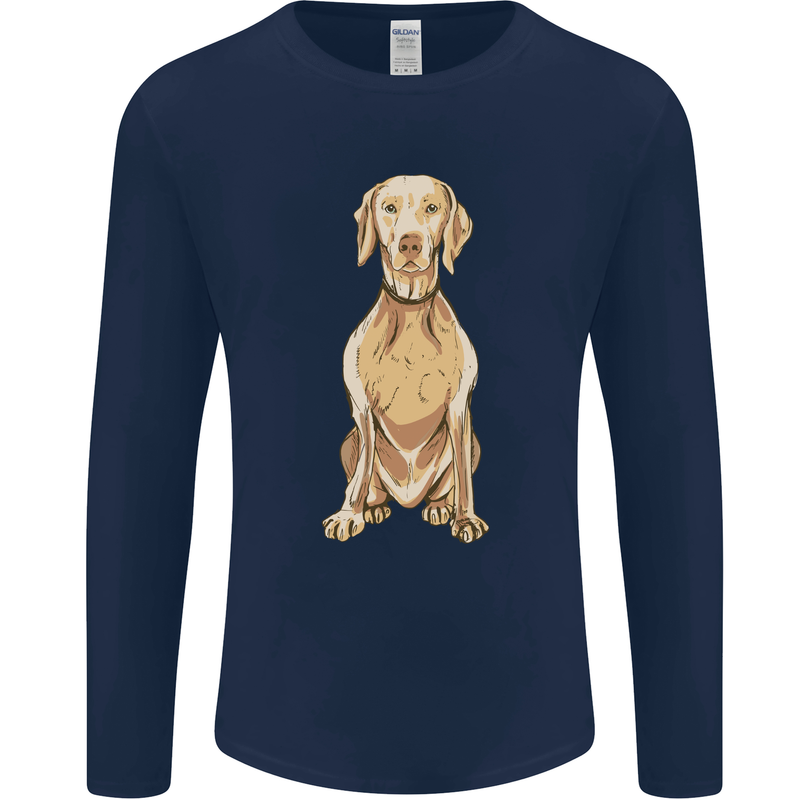 A Hungarian Vizsla Posing Dog Mens Long Sleeve T-Shirt Navy Blue