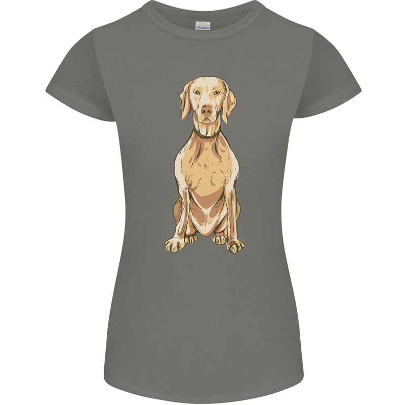 A Hungarian Vizsla Posing Dog Womens Petite Cut T-Shirt Charcoal