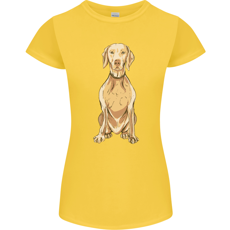 A Hungarian Vizsla Posing Dog Womens Petite Cut T-Shirt Yellow