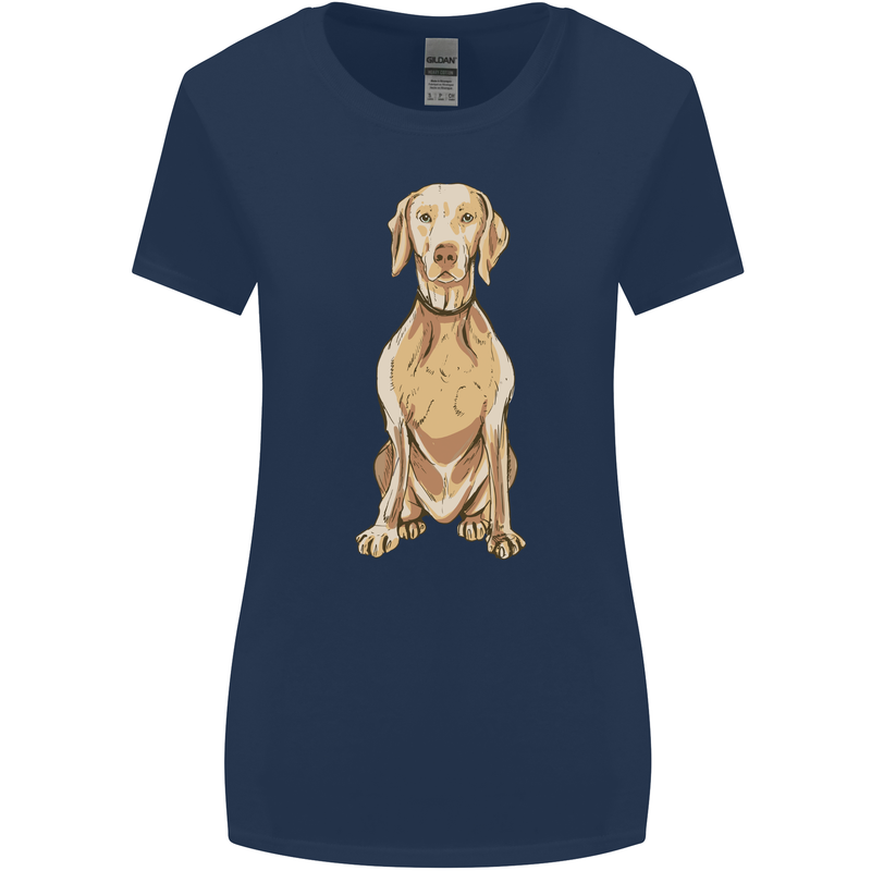 A Hungarian Vizsla Posing Dog Womens Wider Cut T-Shirt Navy Blue