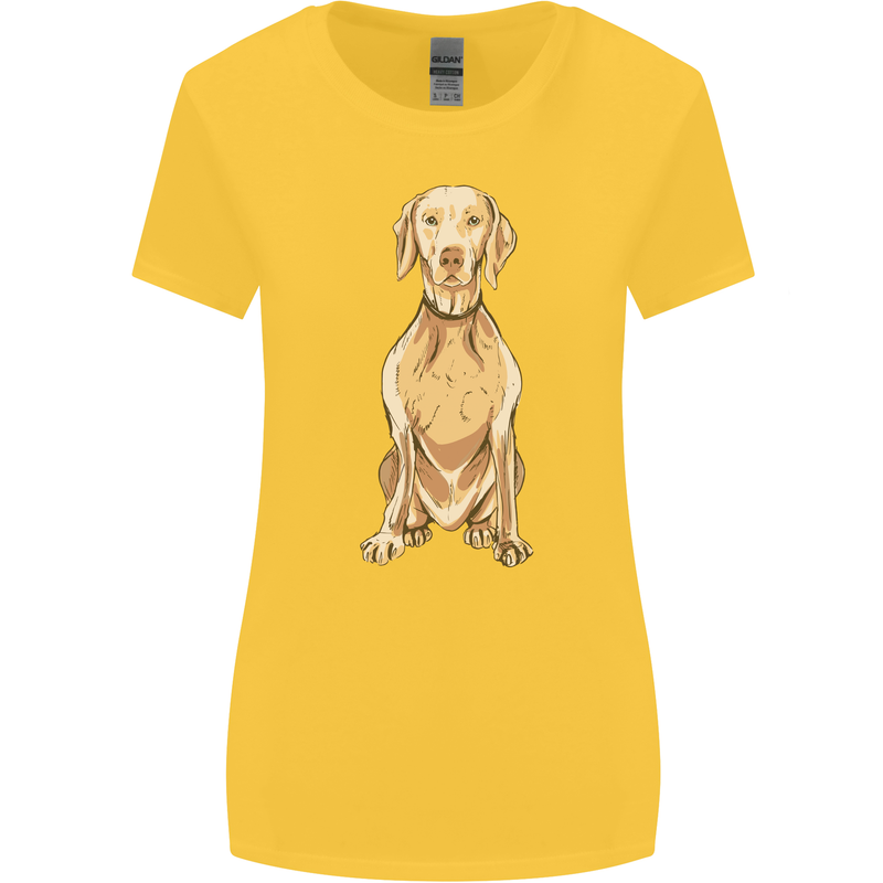 A Hungarian Vizsla Posing Dog Womens Wider Cut T-Shirt Yellow