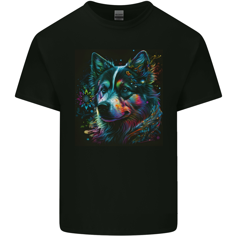 A Husky Dog Mens Cotton T-Shirt Tee Top Black