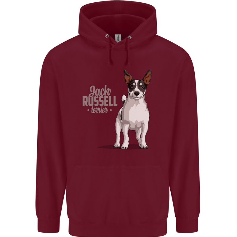 A Jack Russell Dog Illustration Mens 80% Cotton Hoodie Maroon