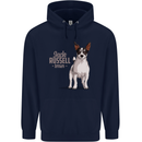 A Jack Russell Dog Illustration Mens 80% Cotton Hoodie Navy Blue