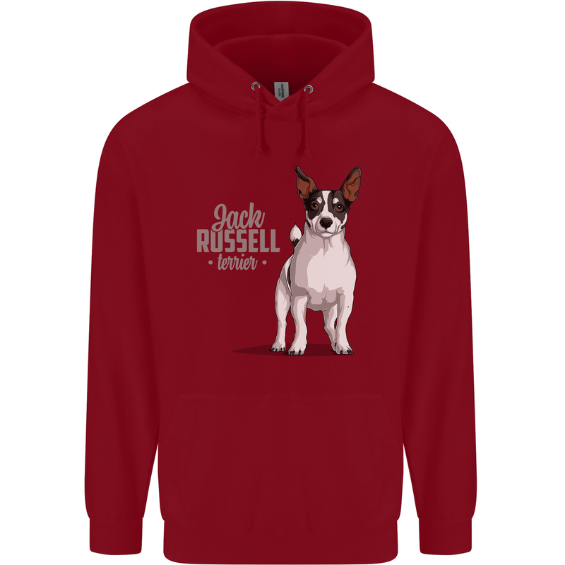 A Jack Russell Dog Illustration Mens 80% Cotton Hoodie Red
