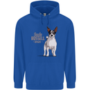 A Jack Russell Dog Illustration Mens 80% Cotton Hoodie Royal Blue