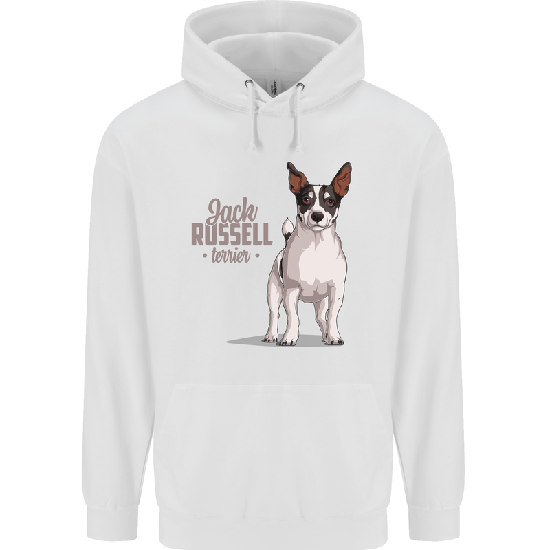 A Jack Russell Dog Illustration Mens 80% Cotton Hoodie White