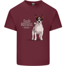 A Jack Russell Dog Illustration Mens Cotton T-Shirt Tee Top Maroon