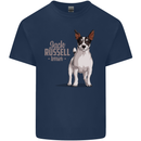 A Jack Russell Dog Illustration Mens Cotton T-Shirt Tee Top Navy Blue