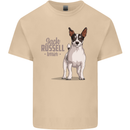 A Jack Russell Dog Illustration Mens Cotton T-Shirt Tee Top Sand