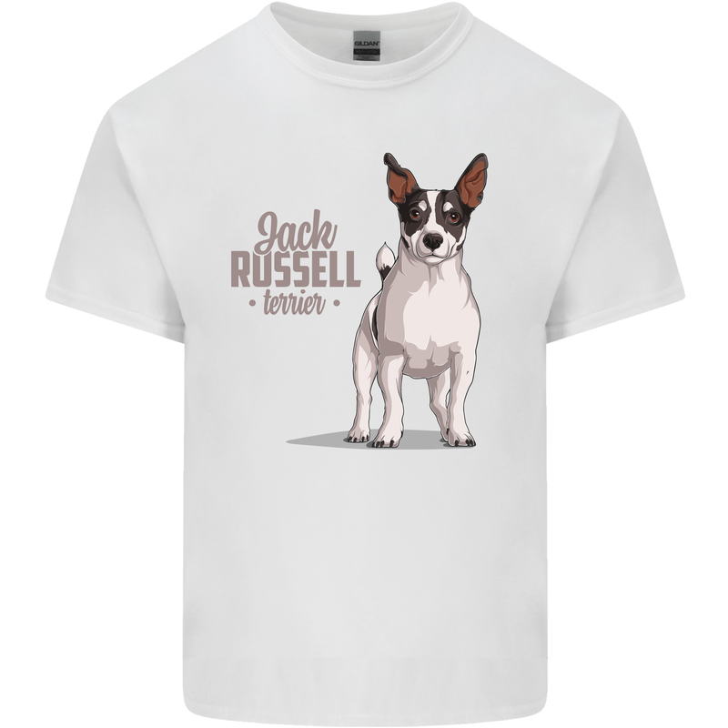 A Jack Russell Dog Illustration Mens Cotton T-Shirt Tee Top White