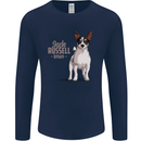 A Jack Russell Dog Illustration Mens Long Sleeve T-Shirt Navy Blue